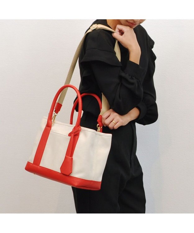 UNBILLION cachecache ショルダー付きパーテーションキャンバストート レッド