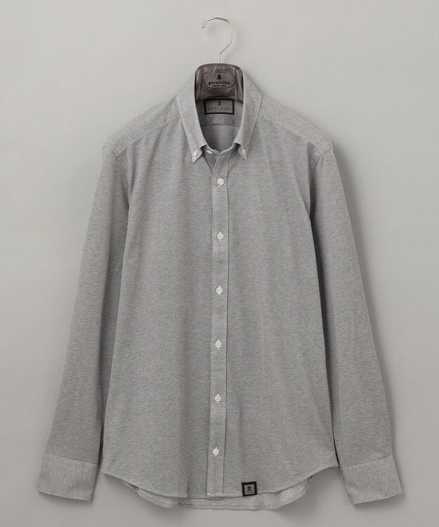 GOTAIRIKU 【吸水速乾】クールマックス鹿の子 ビズシャツ_ボタンダウン ライトグレー系