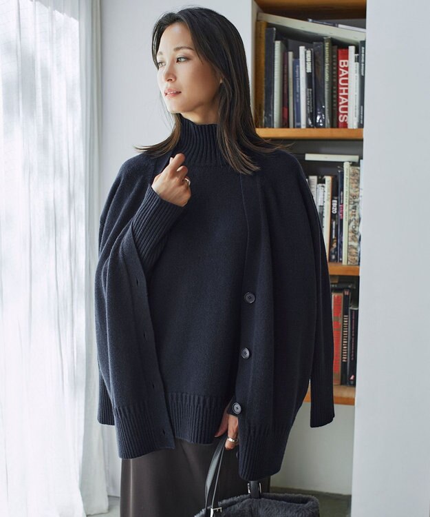 ICB 【洗える】 ソフトカシミヤミックス カーディガン ネイビー系