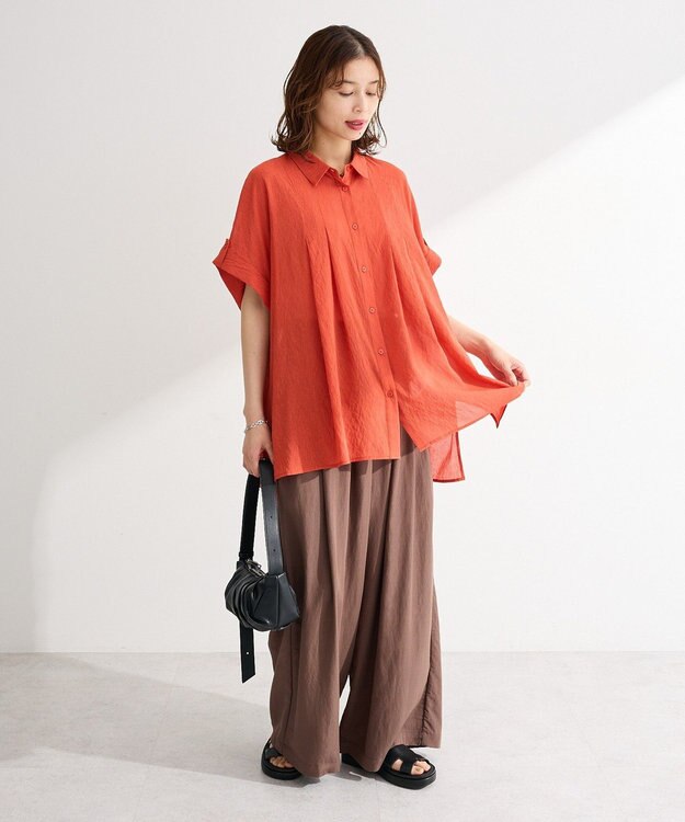 Green Parks タック入りオーバーサイズシャツ Red