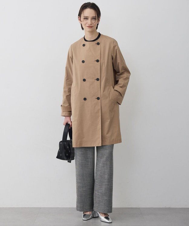 ICB 【2WAY仕様】メモリーストレッチタフタ トレンチコート アプリコットベージュ
