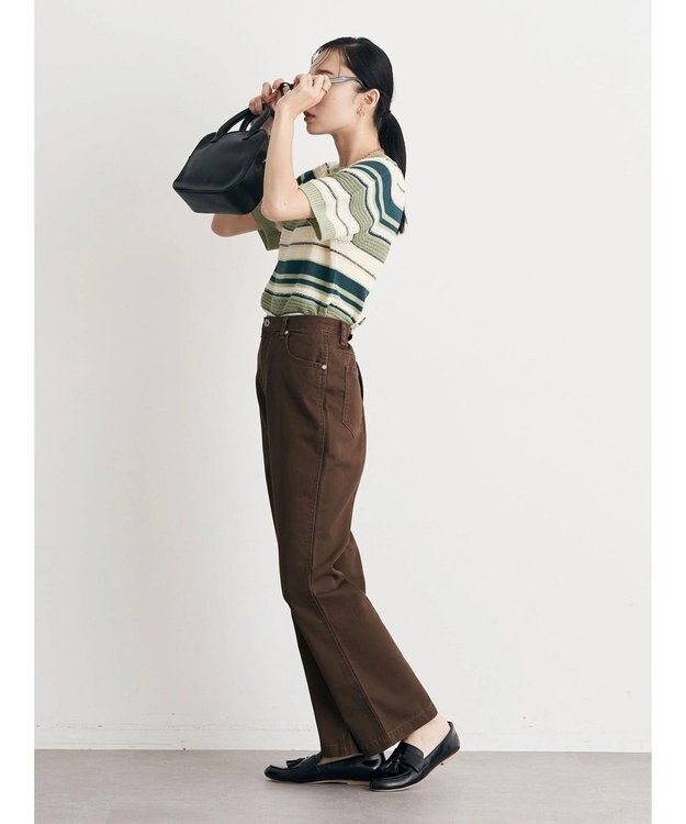 earth music&ecology カラーフレアパンツ Dark Brown