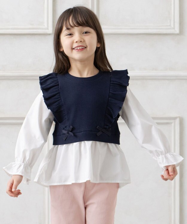 ANY KIDS レイヤード ブラウス ネイビー