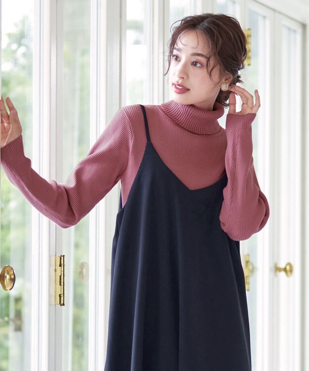 Tiaclasse 【洗える】タートルボタンニットトップス ピンク