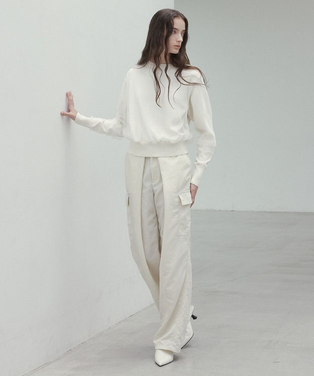 BEIGE， 【洗える】ACANTHUS / カーヴィーシルエットカーゴパンツ Ecru