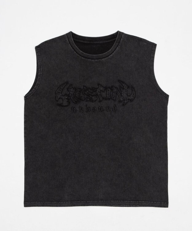 WEGO 【ユニセックス着用ITEM】ブリーチダメージアップリケノースリーブ ブラックその他