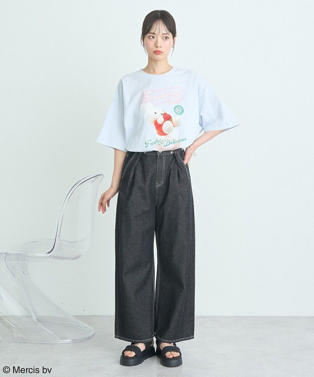 earth music&ecology ｍｉｆｆｙ／ｅａｒｔｈ　ｓｔｒａｗｂｅｒｒｙ　Ｔｅｅ Grayish Blue