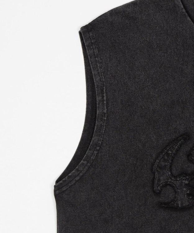 WEGO 【ユニセックス着用ITEM】ブリーチダメージアップリケノースリーブ ブラックその他