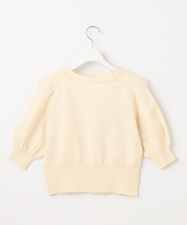 Feroux 【美人百花7月号掲載】チュールコンビパフスリーブ ニット アイボリー系