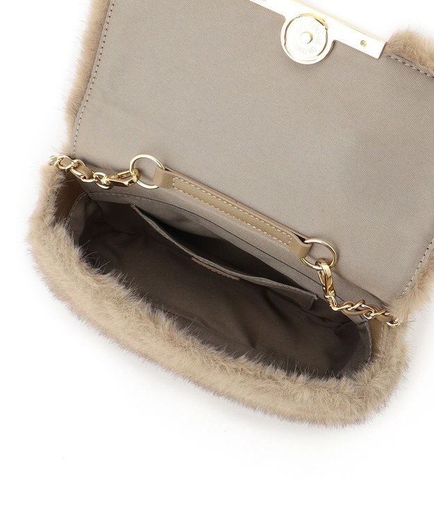 23区 フェイクファー ショルダーバッグ ベージュ系