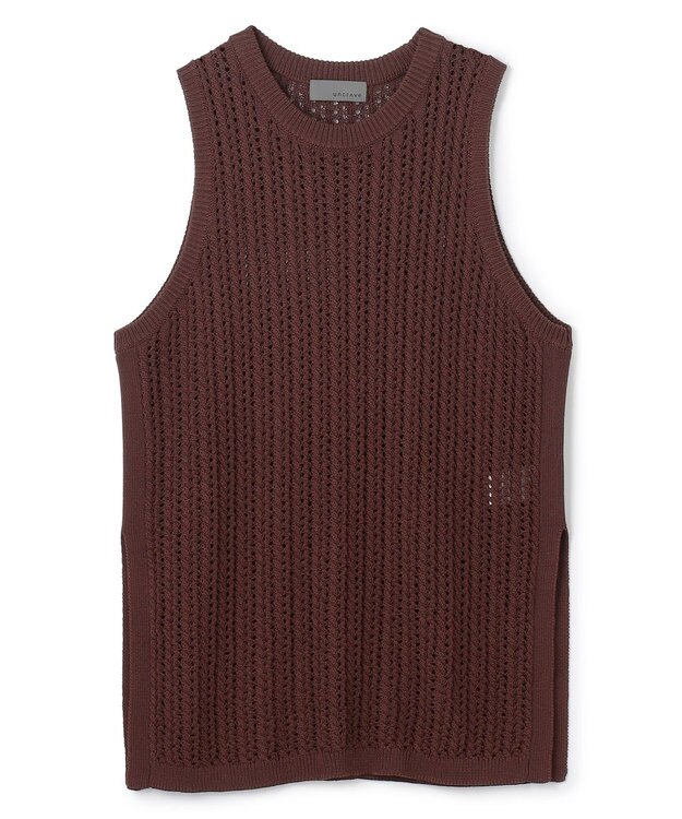 uncrave シースルーケーブルニット ノースリーブトップス ブラウン