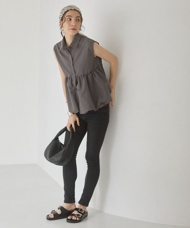 WEGO 【ANGIE VINTAGE】ティアードバルーンブラウス ダークグレー