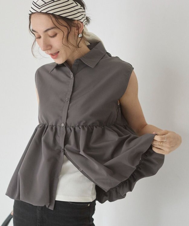 WEGO 【ANGIE VINTAGE】ティアードバルーンブラウス ダークグレー