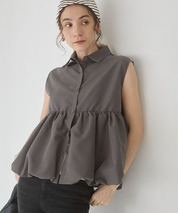 WEGO 【ANGIE VINTAGE】ティアードバルーンブラウス ダークグレー