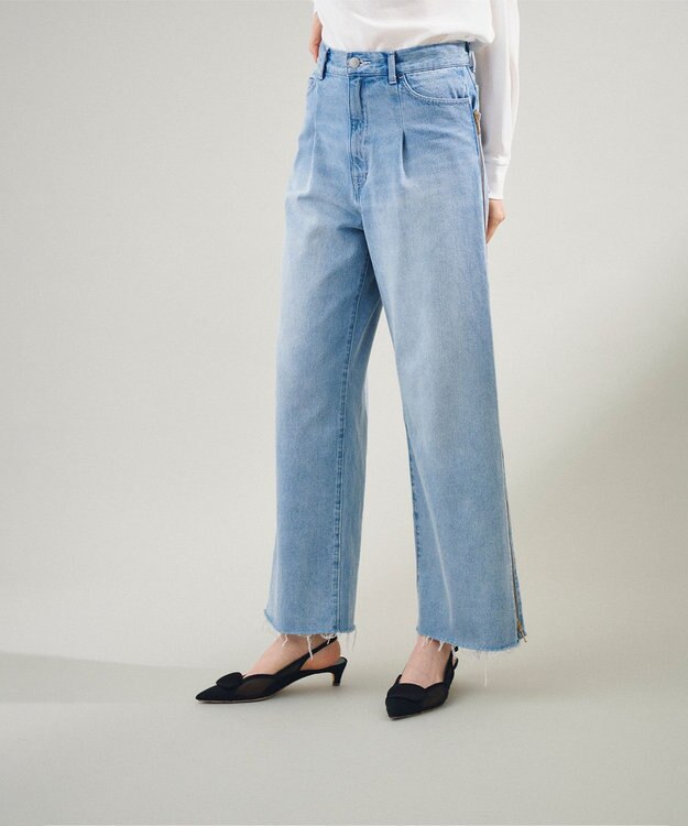 GRACE CONTINENTAL サイドジップデニムパンツ ブルー