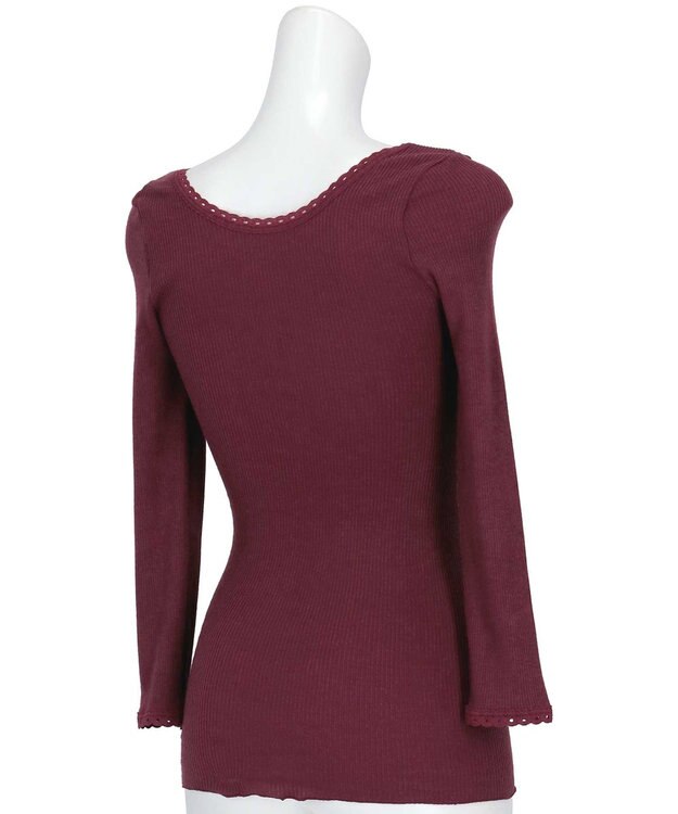 AMPHI あったかインナー 薄手 リブ素材 ９分袖 長袖 UWF360 アンフィ／ワコール エンジ