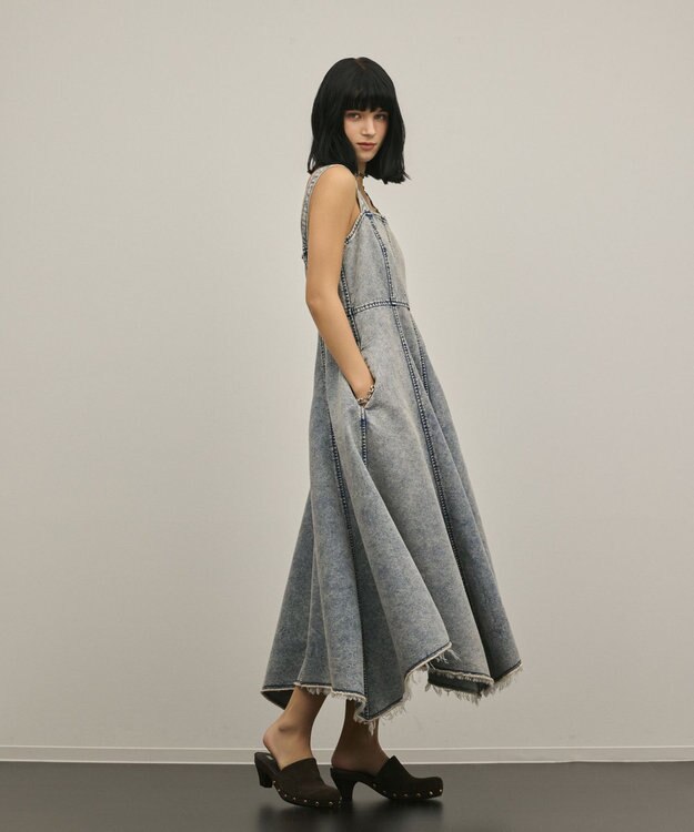 GRACE CONTINENTAL ハンカチーフヘムデニムワンピース ブルー