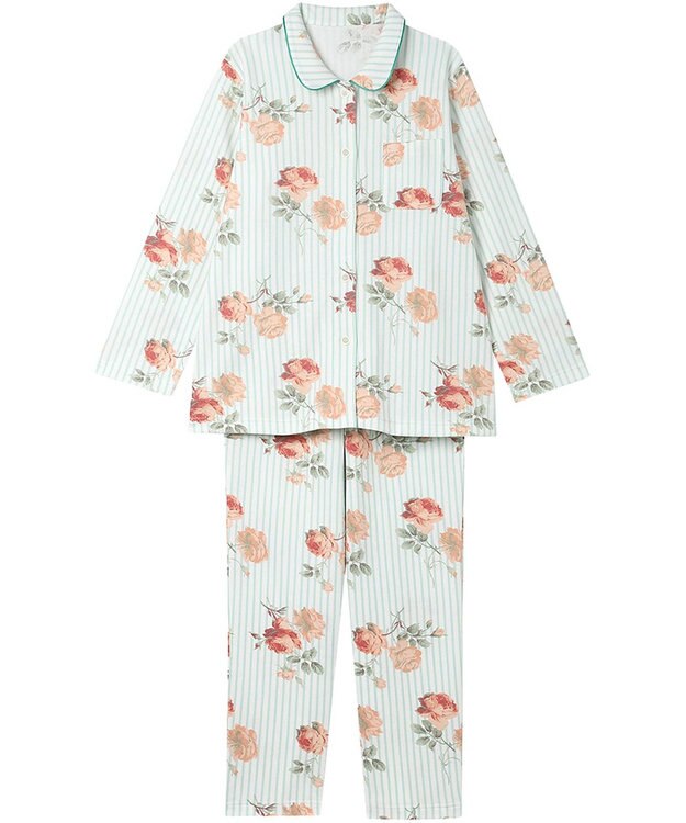 Wing パジャマ 綿100%(本体肌側) あったか 3Lまで対応 大きいサイズ 長袖 長ズボン 冬 レディース EP6023 ウイング／ワコール メロン