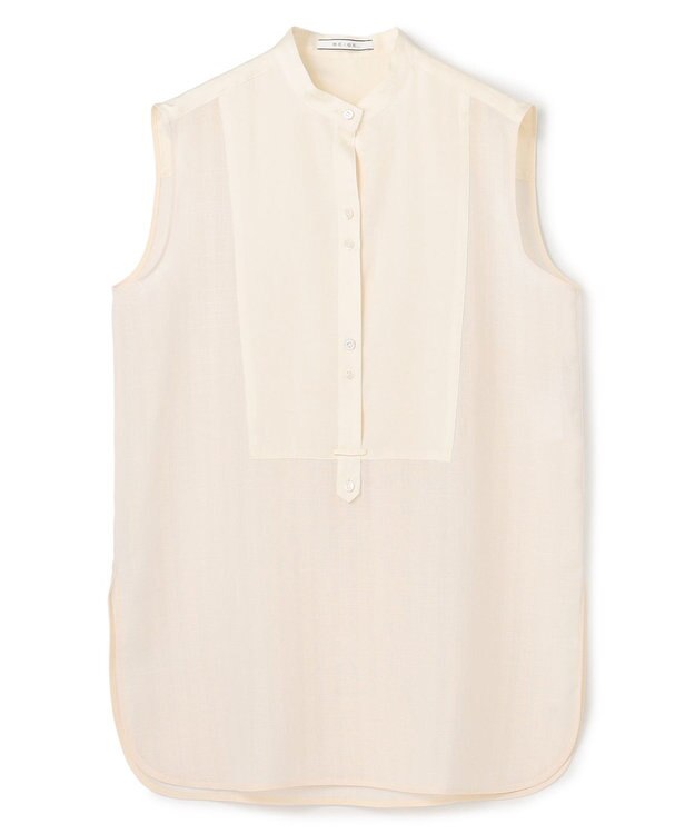 BEIGE， GOSHE / サテン切替 シアースタンドブラウス Ecru