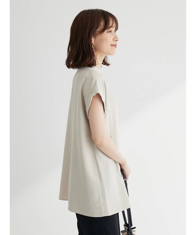 Green Parks フレンチスリーブタックブラウス Beige