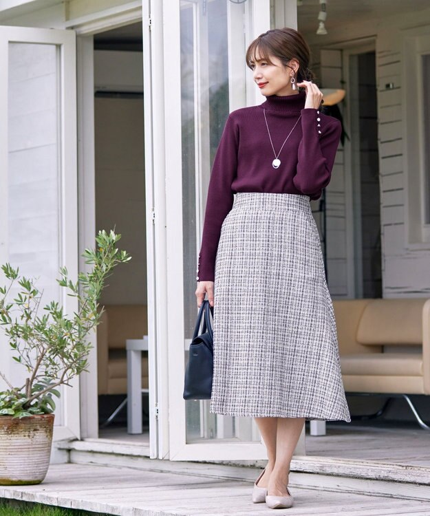 Tiaclasse 【洗える】タートルボタンニットトップス パープル