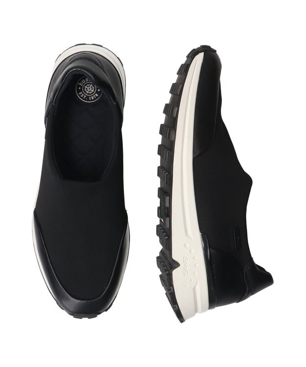 INTER-CHAUSSURES 【BUSSOLA】ストレッチスリッポンスニーカー ブラックコンビ