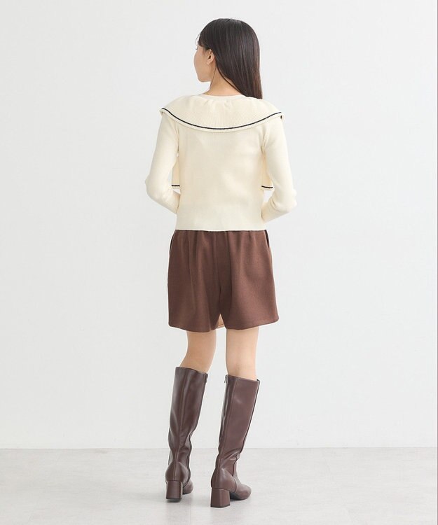 earth music&ecology Ｖネックフリルニットカーディガン Ivory