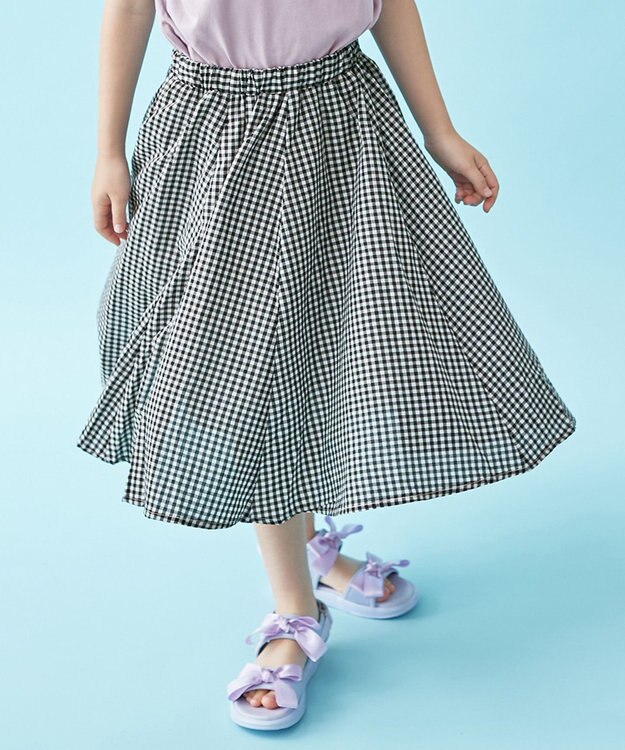 ANY KIDS シャンブレーライクスカート ブラック×ギンガム