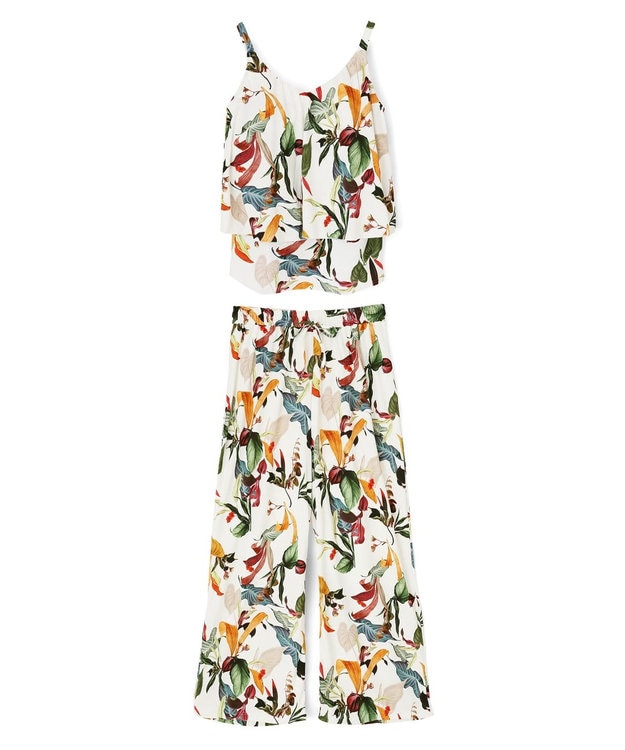 San-ai Resort（三愛水着楽園） ロングパンツセット　9M・11L　【Coral veil（コーラルヴェール）】 ホワイト