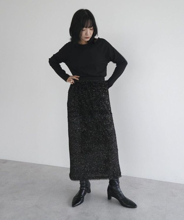 Green Parks armonia.シャギースカート Black