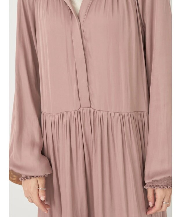 earth music&ecology サテンティアードワンピース Beige