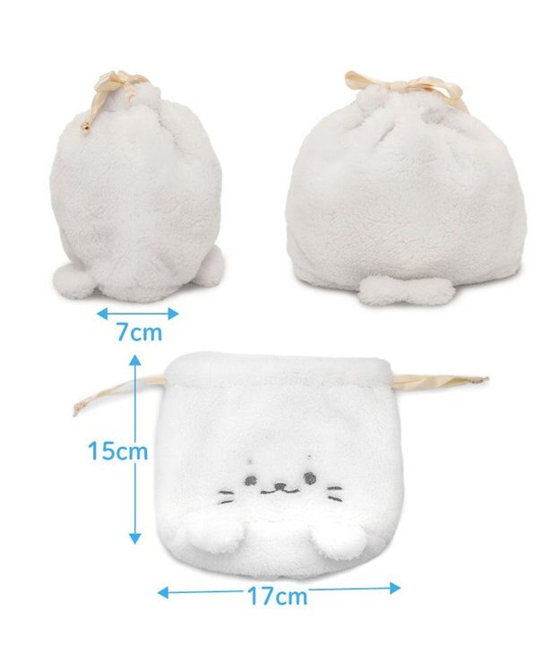 Mother garden しろたん もこもこ 巾着 ホワイト