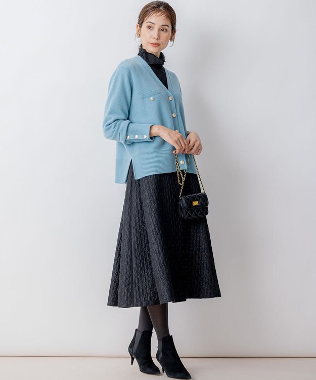 組曲 【WEB限定】ウールカシミヤミックス カーディガン パウダーブルー