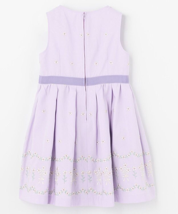 組曲 KIDS 【110-140cm】グログランアーチフラワー刺繍 ワンピース ラベンダー系7