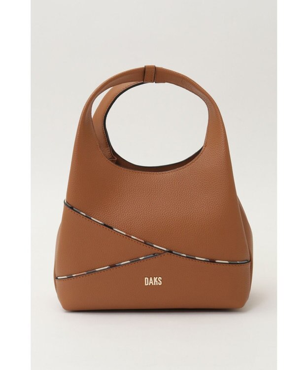 DAKS レザー×チェック柄 2WAYハンドバッグ ブラウン
