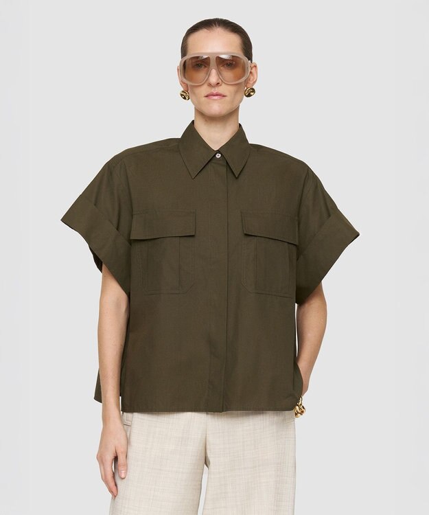 JOSEPH ポプリンコットン　ショートスリーブシャツ Palm Leaf