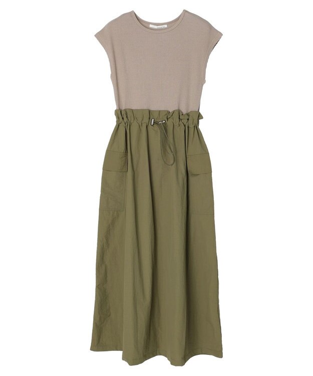 Green Parks ・ＥＬＥＮＣＡＲＥ　ＤＵＥ　リブキリカエワンピ Gray Beige