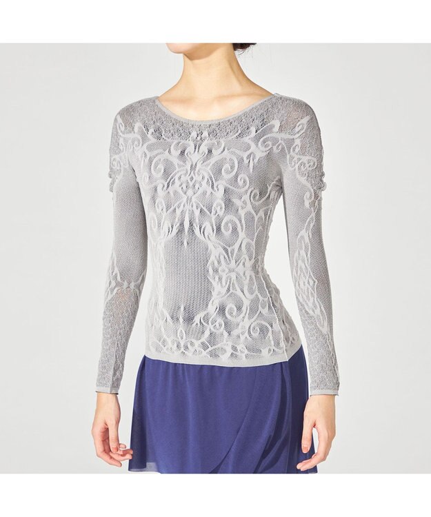 Chacott 【ノーソーイングニット】リバーシブルクルーネックトップ グレー