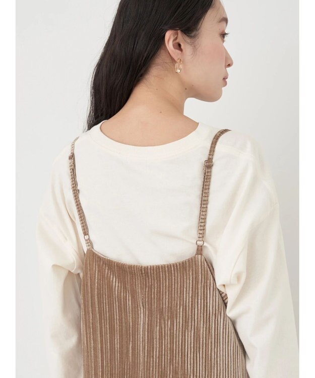 earth music&ecology ベロアプリーツキャミワンピース Beige