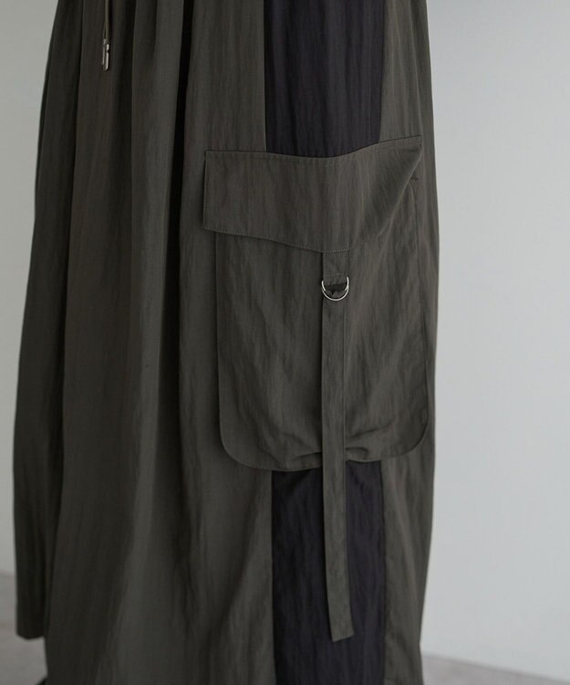 YECCA VECCA 【UVカット/接触冷感/遮熱】COOLカーゴロングスカート Charcoal Gray