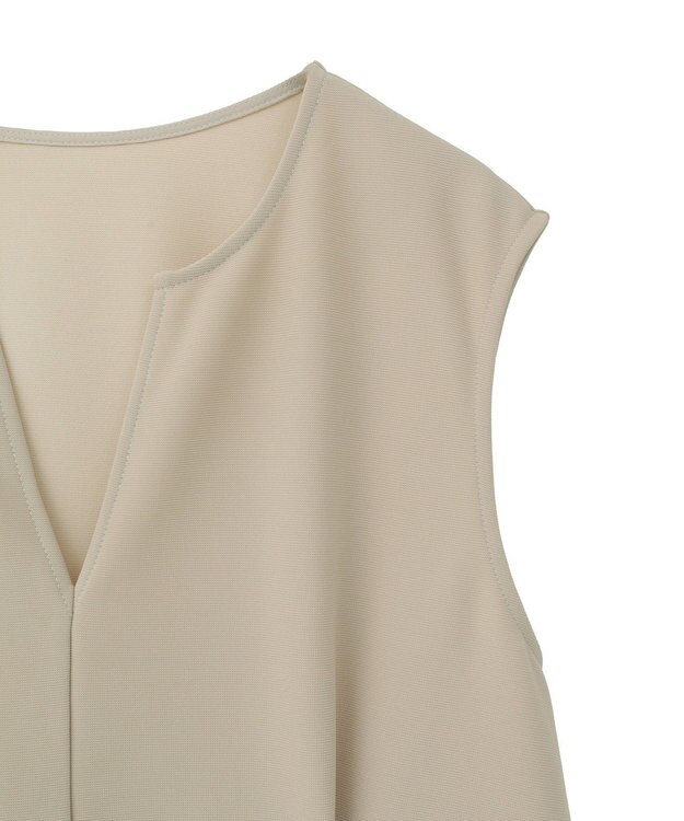 Green Parks 楽ちんリップルペプラムベスト Light Beige