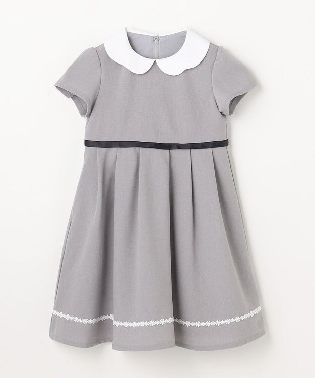 ANY KIDS 【2点セット】ノーカラー ボレロジャケット+襟付き ワンピース グレー