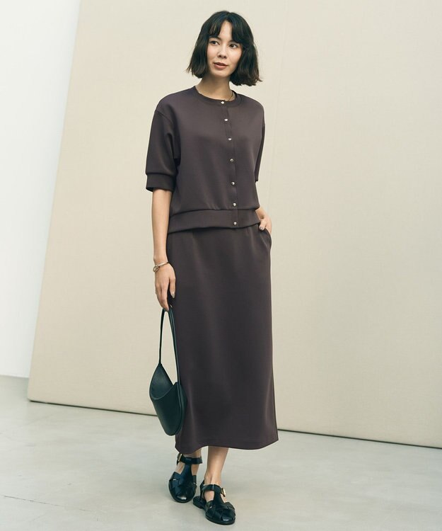 UNFILO L BEAUTY FORM JERSEY light Iラインスカート チャコール