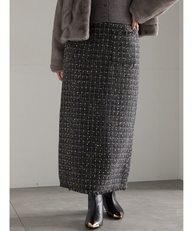 Te chichi ツィードロングナロースカート《2025winter catalog item》 チャコールグレー