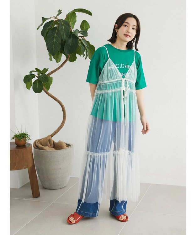 Green Parks ・ＥＬＥＮＣＡＲＥ　ＤＵＥ　２ｗａｙチュールキャミワンピ Off White