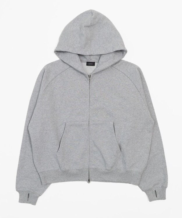 WEGO ショートZIPパーカー 杢グレー