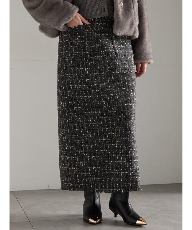 Te chichi ツィードロングナロースカート《2025winter catalog item》 チャコールグレー