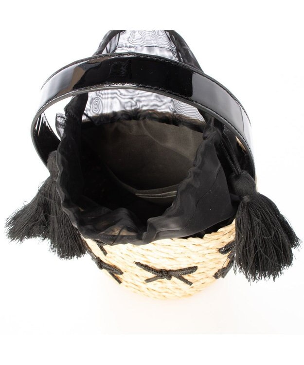 UNBILLION カカトゥ kakatoo / リボンチャームラフィアバッグ ブラック