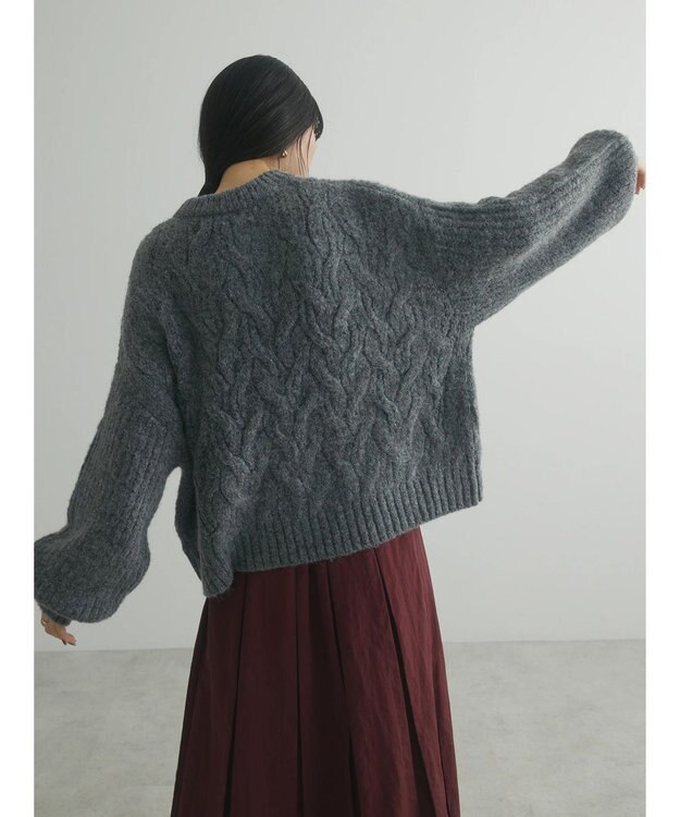 Green Parks armonia. ケーブルニットプルオーバー Charcoal Gray