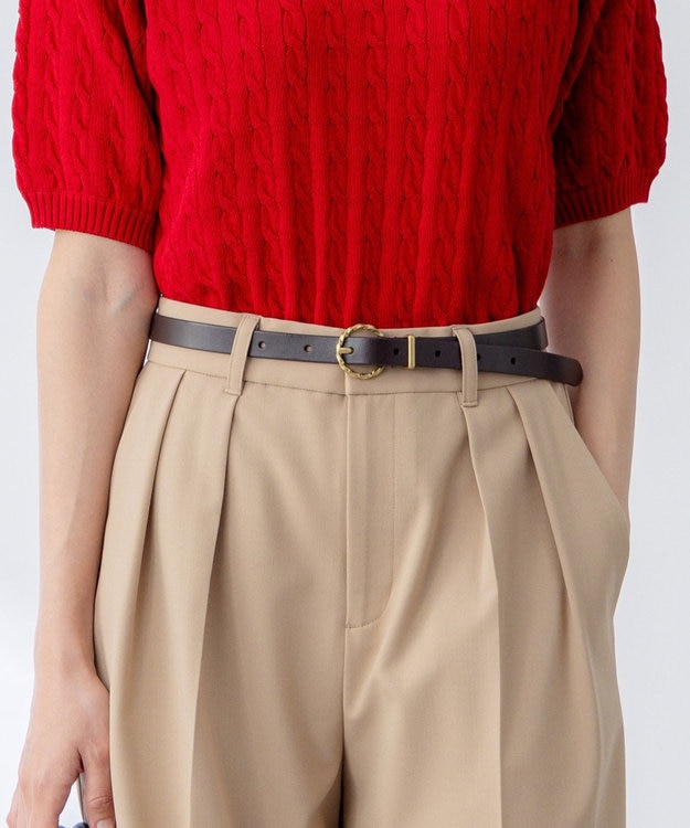 組曲 ツイストバックルレザーベルト ブラウン系